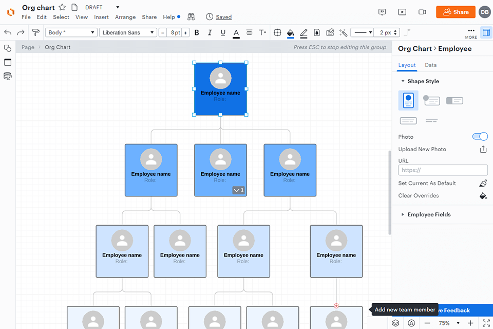 lucidchart org chart software interface